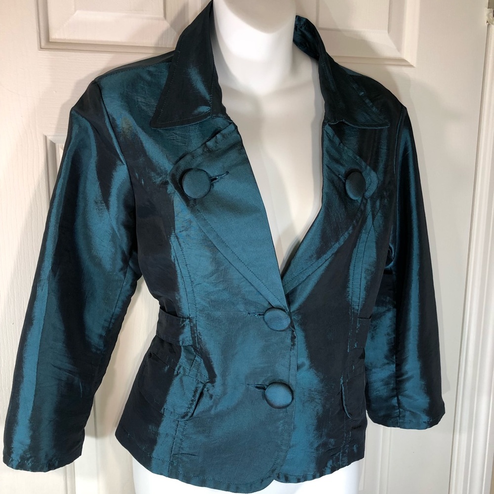 Van Klee Taffeta 3/4 sleeve Blue Medium Jacket